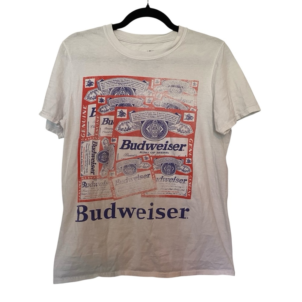 Vintage Budweiser White Short Sleeve Tee with Vintage Graphic